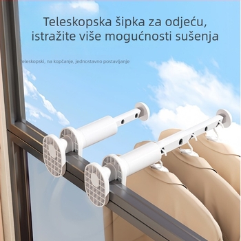 Putni teleskopski štap za odjeću, hotelska unutarnja sklopiva vješalica, bez bušenja