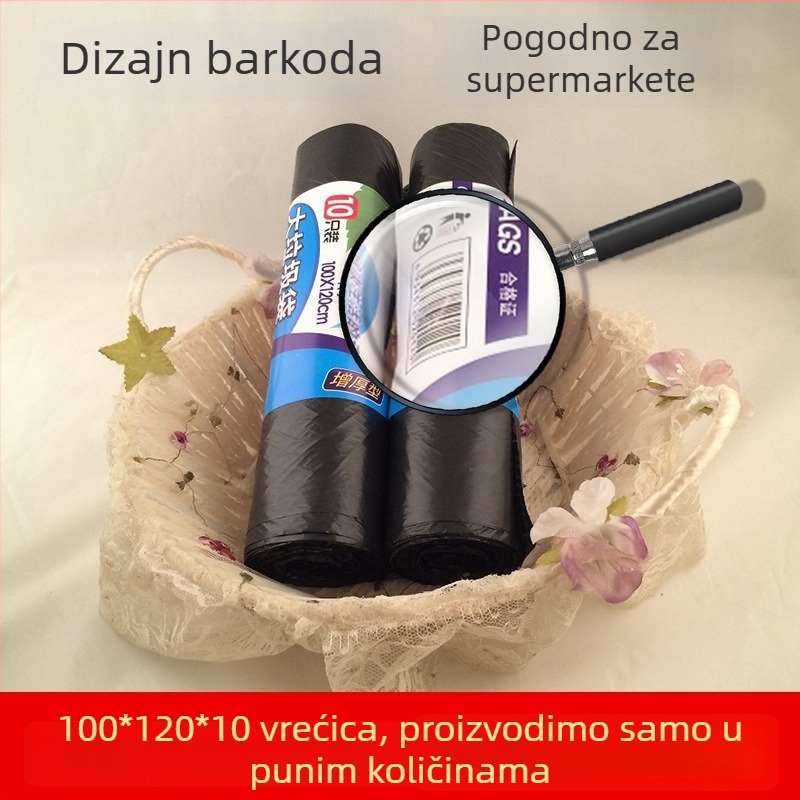 Weijie Velike crne plastične vreće za smeće, u rolama, 100 x 120 cm