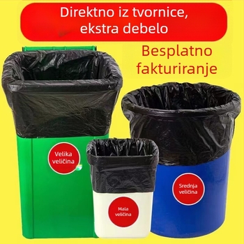 Debele crne jednokratne plastične vrećice velike kapacitete za hotele, ugostiteljstvo i sanitaciju – industrijske vreće za otpad