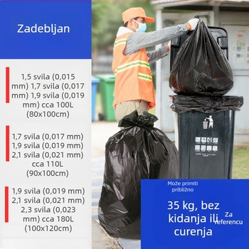 E-clean debele crne vreće za otpad s ravnim otvorom, velike, za restorane, bolnice i hotele, komercijalna upotreba