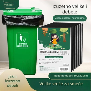 Velike crne debeli vreći za smeće s ravnim otvorom, za hotelsku higijenu, komercijalna uporaba
