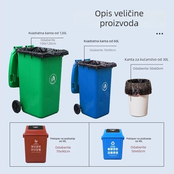 Ekstra velika crna vreća za smeće sa šnom za zatvaranje, 70×90 cm, komercijalna upotreba