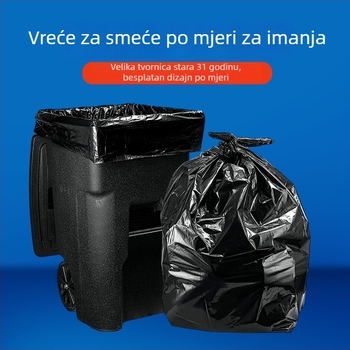 Velike crne HDPE plastične vrećice za hotelsko održavanje, jednokratne, ravnog otvora, komercijalna upotreba, veleprodaja