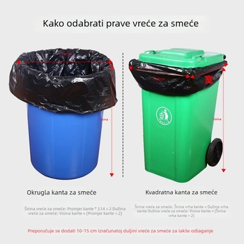Velike crne HDPE plastične vrećice za hotelsko održavanje, jednokratne, ravnog otvora, komercijalna upotreba, veleprodaja