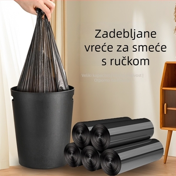 Izdržljive kućne vreće za otpad, s ručnim držačem, velike crne, u stilu veste, za kuhinjske kante, ured i vrtić.