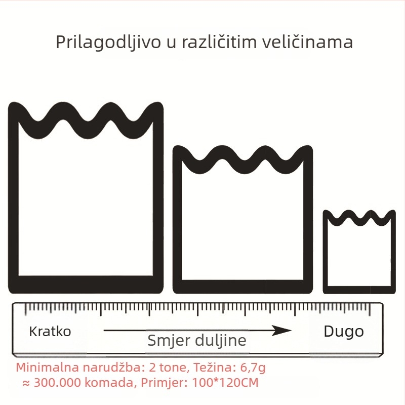 Prilagođene S-oblike vreće za smeće, velike, ojačane, dvostruko preklopljene, s valovitim otvorom, za komercijalnu higijenu