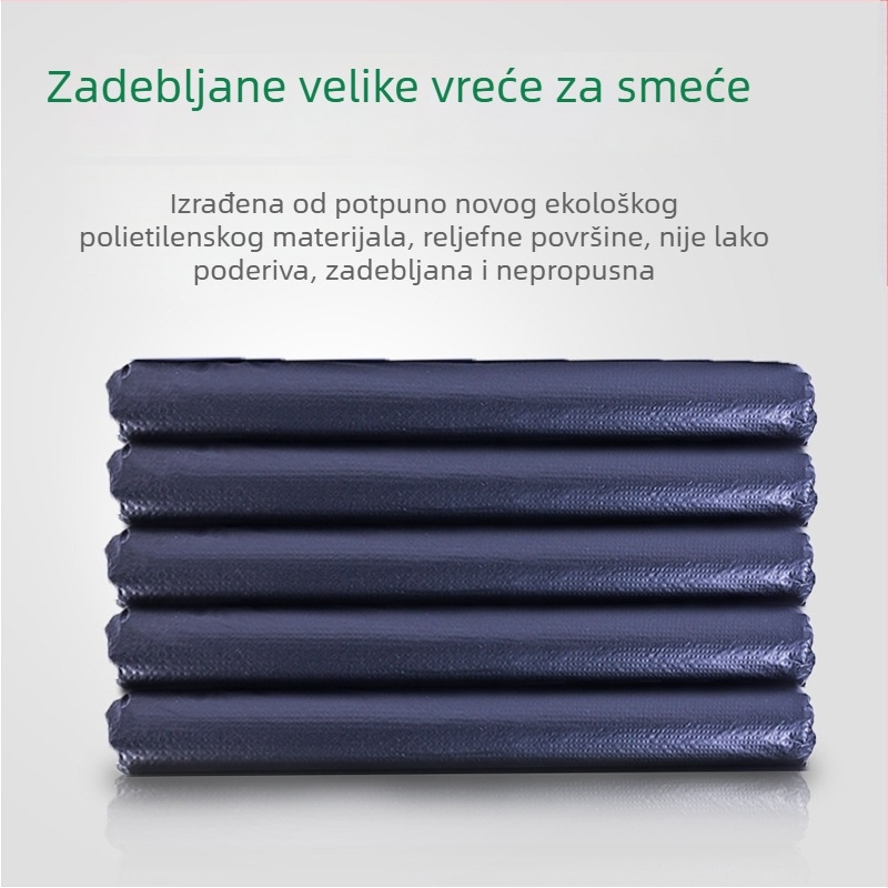 Vreća za smeće velike veličine, debela, crna, s ravnim otvorom, čvrst plastični materijal