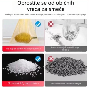 Vreća za otpad s ručkom, velika, ekstra debela plastična vreća za kućnu i uredsku uporabu, kuhinja