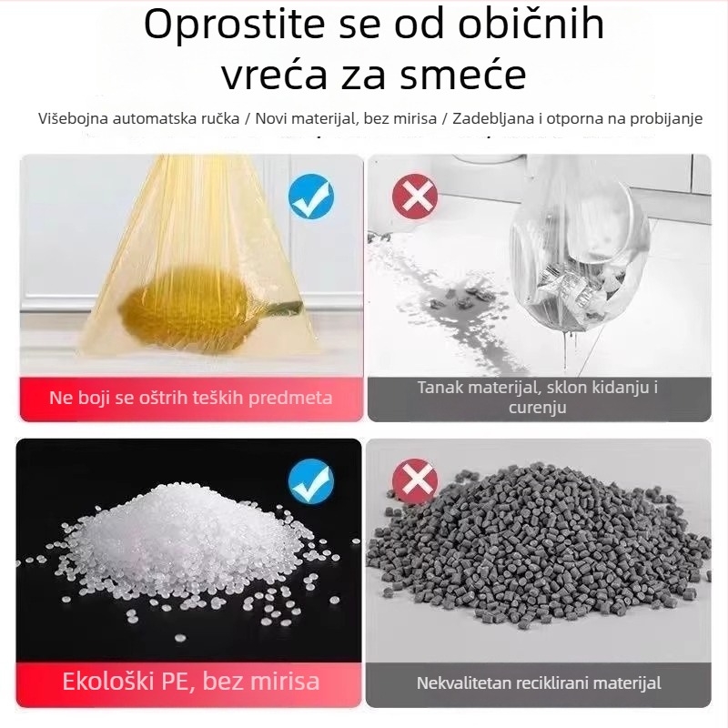 Vreća za otpad s ručkom, velika, ekstra debela plastična vreća za kućnu i uredsku uporabu, kuhinja