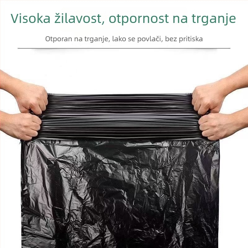 Velike crne vreće za smeće od PE plastike, s plosatim otvorom, jednokratne, za kuhinju