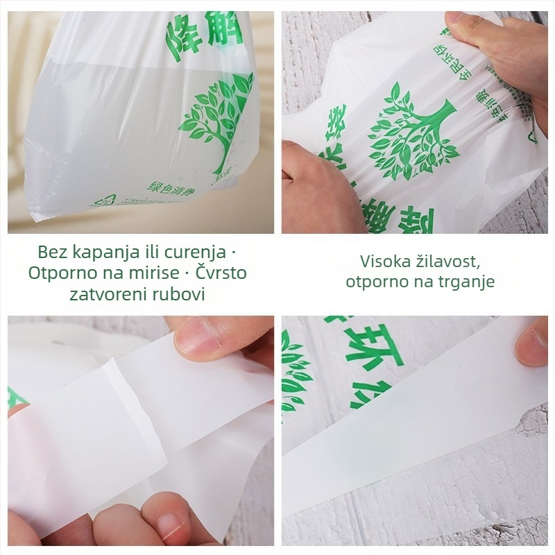 Biodegradibilne vreće za otpad za kućnu upotrebu, kuhinja, ravni otvor, debele