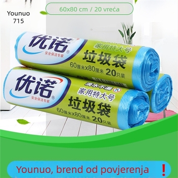 UNO vreća za smeće 60×80 cm, debela, otporna na curenje, velika crna vreća za smeće s perforacijom