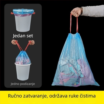 Vreće za smeće sa šnrom, ojačane, velike, za kućnu upotrebu, profesionalne kvalitete, pogodne za kuhinju, ekonomično pakiranje, kutija od 100 komada