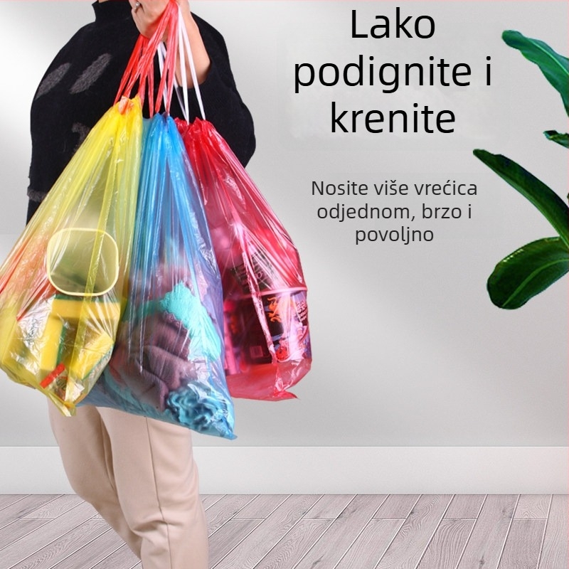 Vreće za smeće sa šnrom, ojačane, velike, za kućnu upotrebu, profesionalne kvalitete, pogodne za kuhinju, ekonomično pakiranje, kutija od 100 komada