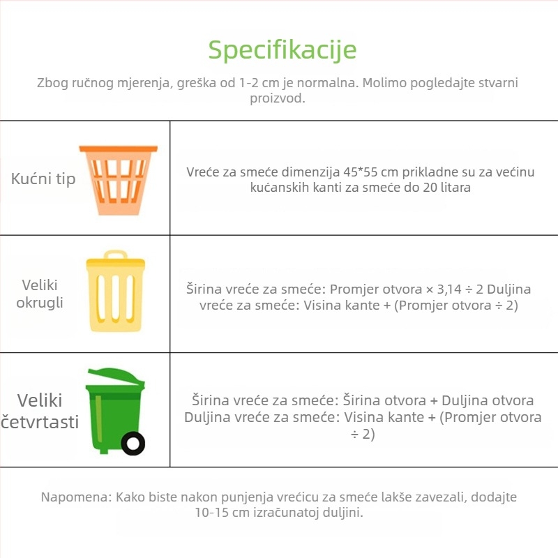 Velike debele crne vreće za smeće za kuhinju i kućanstvo, 80x100 cm, ekonomsko pakiranje