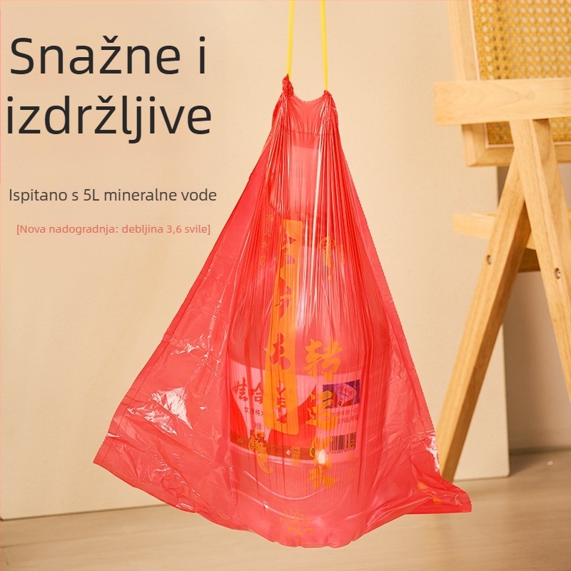 Crvene debele vreće za smeće sa šnurlom, velike, za kućanstvo i ured