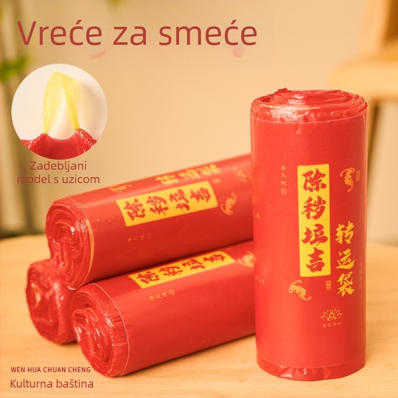 Crvene debele vreće za smeće sa šnurlom, velike, za kućanstvo i ured