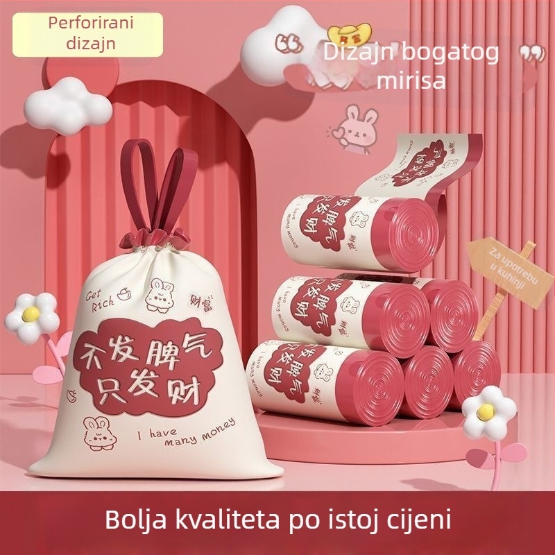 Smeće vreće sa šnuralom, debele, velike crvene boje, za kućanstvo i kuhinju, jednokratne, 80 komada u kutiji
