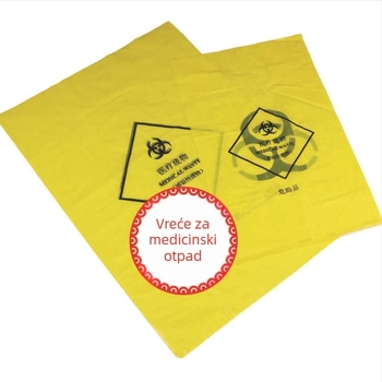 Torba za bolnički medicinski otpad, jednokratna, tip s ravnim otvorom, debela žuta vreća za otpad 45×50 cm