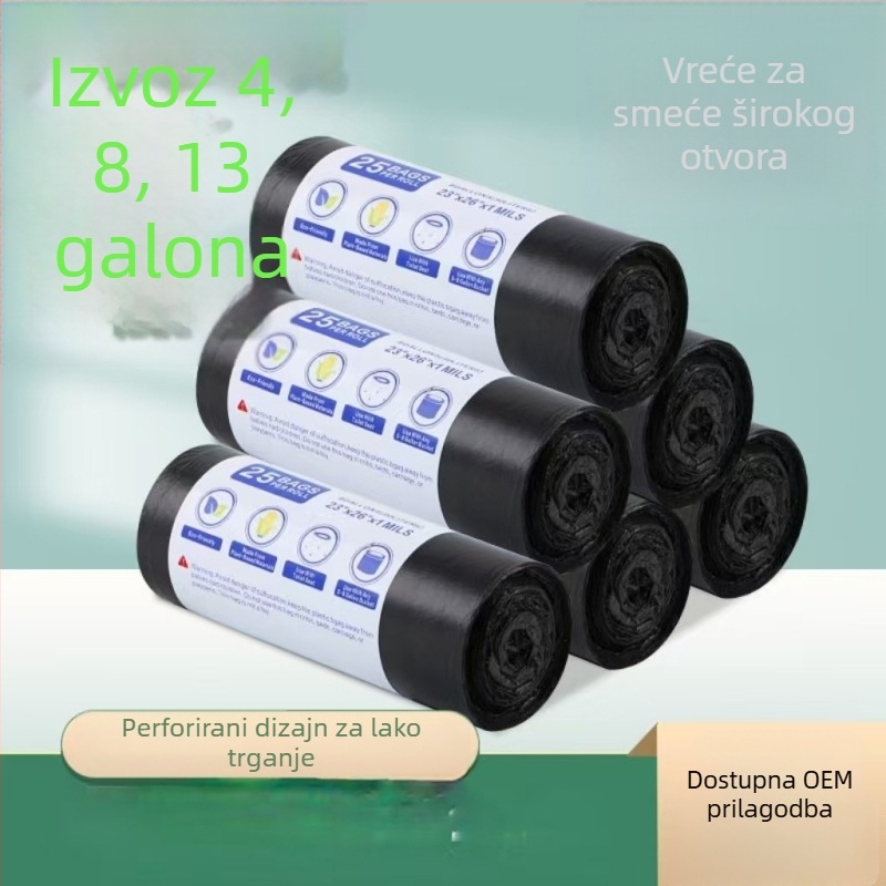 Crne plastične vreće za smeće, velike veličine, izdržljive za kućnu upotrebu