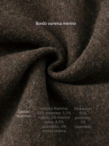Ženske hlače od vunene smjese s flis podlogom, visokim strukom, ležerno krojene, široke nogavice, za jesen i zimu