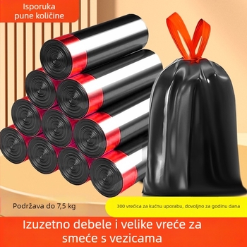 Vreće za smeće sa vezicama, crne, debele, za kućnu upotrebu, kupaonica, kuhinja i ured, velike veličine