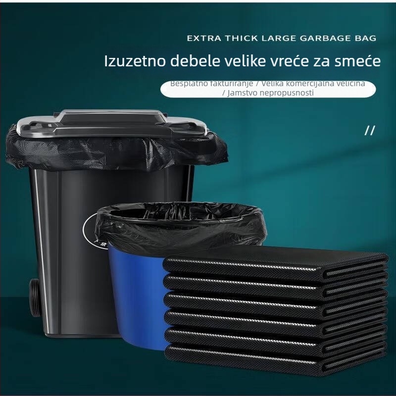 Youjielang velike guste vreće za otpad za komercijalnu upotrebu, crne, 90 x 110 cm, 10 komada u pakiranju, otprilike 380 komada