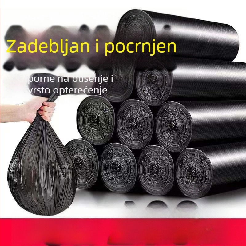 Crne debele jednokratne vrećice za otpad, ravni otvor, 50×60 cm, drške u stilu prsluka