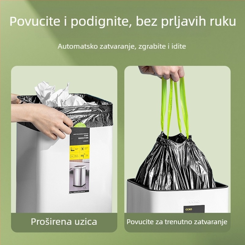 Debeli kućanski vrećice za smeće s vezicama, jednokratne, 40×45 cm