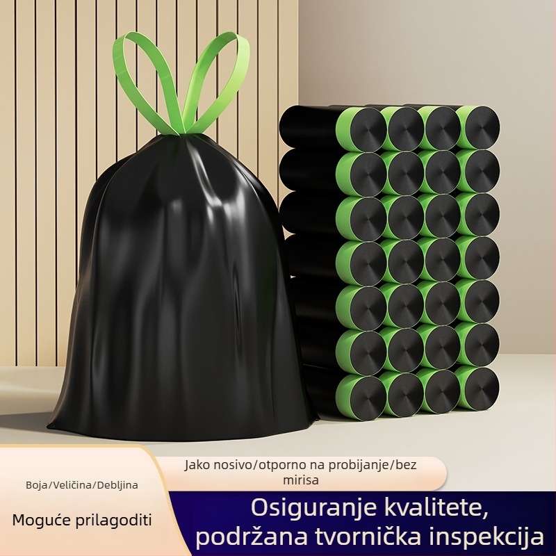Debeli kućanski vrećice za smeće s vezicama, jednokratne, 40×45 cm