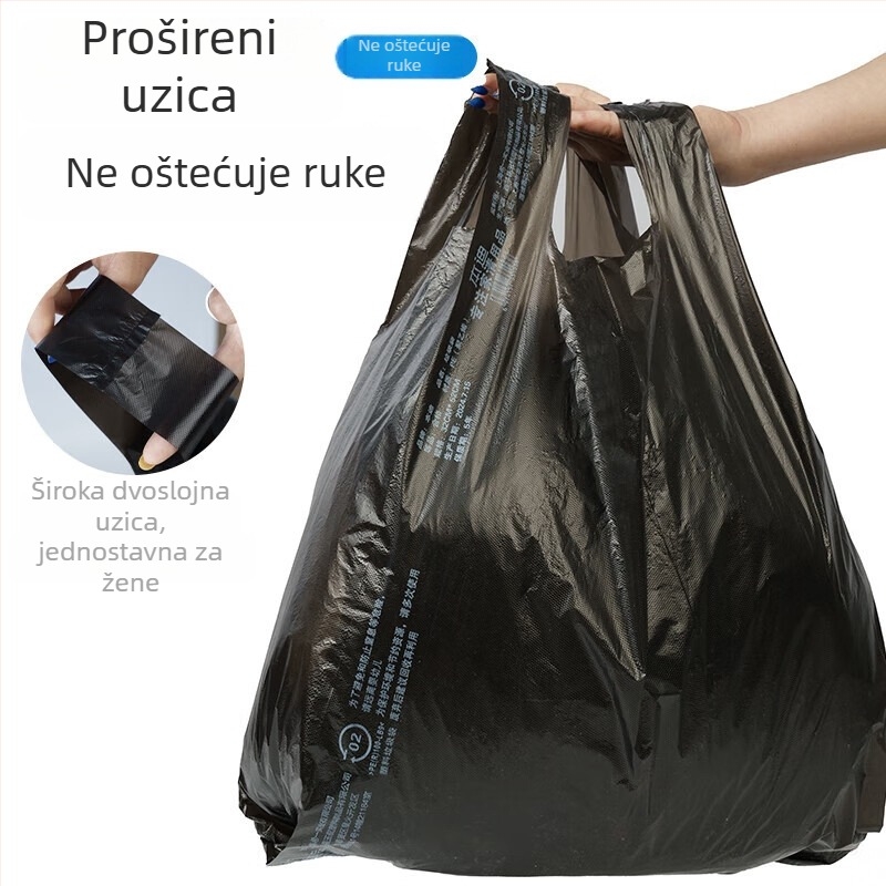 Kućne vrećice za otpad u stilu prsluka, debele crne plastične vrećice za kuhinju s ručkama