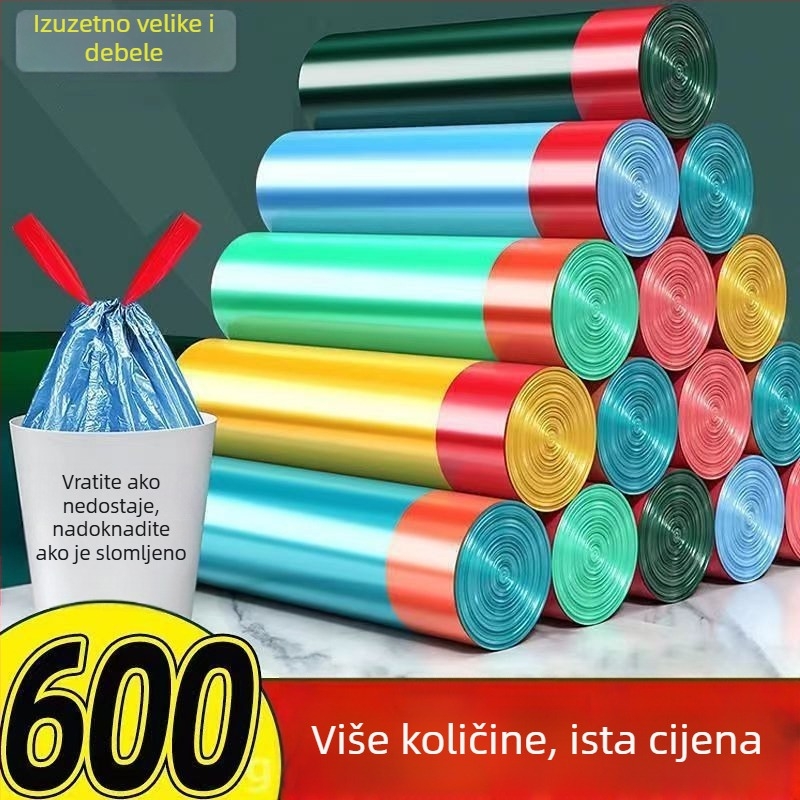 Jednokratne vreće za otpad sa šnimom, velikih dimenzija, debeli, za kućanstvo i kuhinju, HDPE