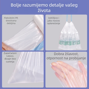 Vreća za smeće sa šnuralom, kućna upotreba, prijenosna u kuhinju, debela, velika veličina, za studentske domove, automatsko zatvaranje.