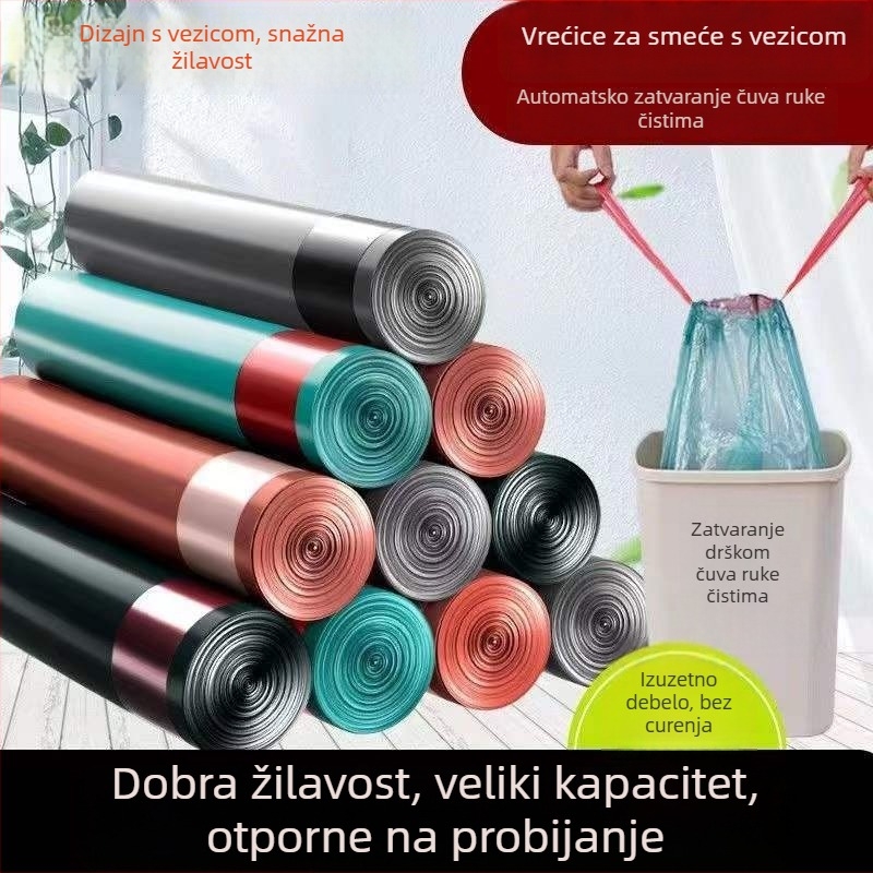 Kuhinjske vreće za smeće sa šnnom za kuhinju, debele, prenosive, jednokratne, automatsko zatvaranje