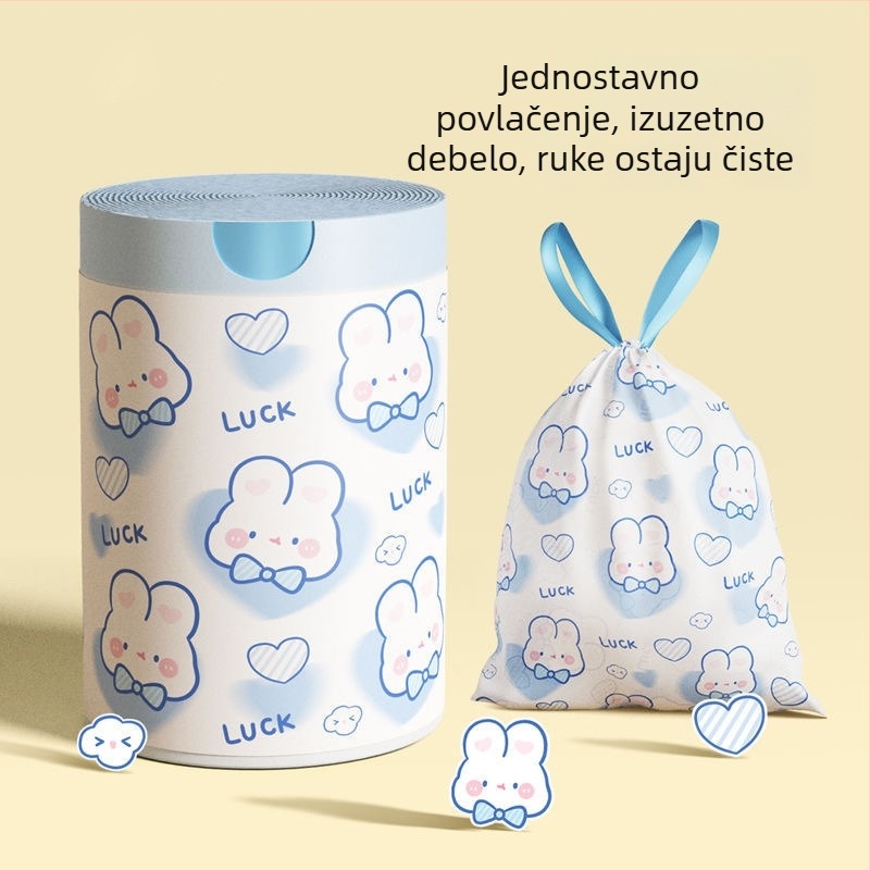 Debele vreće za otpad s čvorom, kućna uporaba, tiskani motiv plavog srca i zečića, s ručkom za nošenje