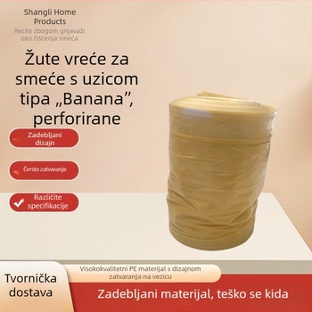 Banana-žute vrećice za smeće s vrpcom, perforirane, 45 x 50 cm, jednokratne, otporne, za kućanstvo (kuhinja, dnevni boravak, kupaonica)