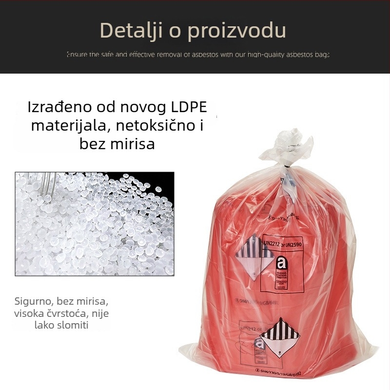 Prilagođena debela azbestna vrećica za industrijske opasne otpade