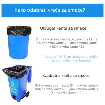 Debele PE vrećice za smeće, velike, 90×100 cm, 50 komada, s plosnatim otvorom, jednokratno, za komercijalnu upotrebu