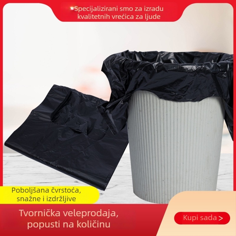 Debele velike crne vreće za kućno korištenje, s produženim ručkama, stil prsluka