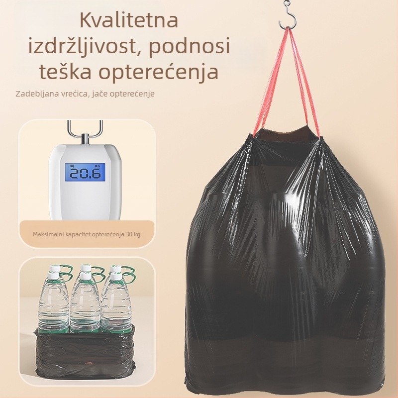 Domaće debeli crni vrećice za smeće, velike, sa šnuralom za kuhinjsku kantu