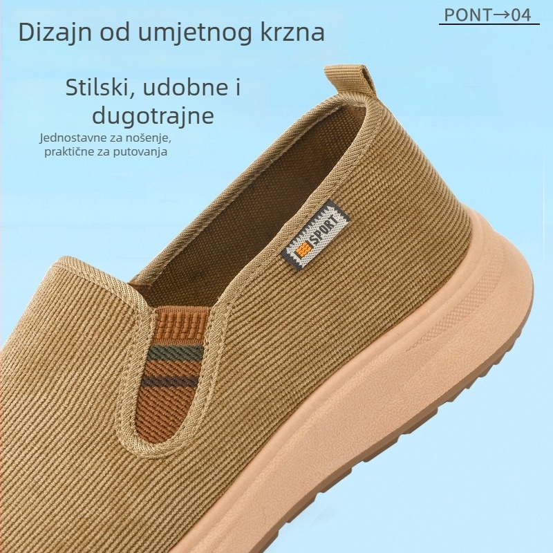 3520 Muške platnene cipele s debelim potplatom, slip-on, Old Beijing stil, proljeće-jesen, mekana podstava, protuklizno