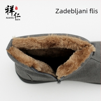 Xiangren zimske visoke papuče s plišem, unisex, tople, monaški stil, žuta/siva/smeđa