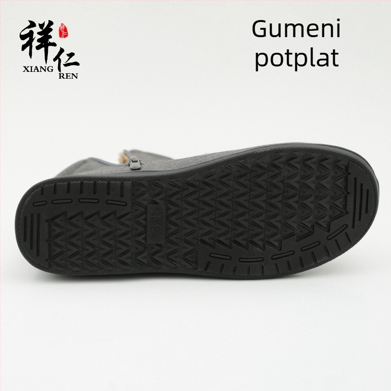Xiangren zimske visoke papuče s plišem, unisex, tople, monaški stil, žuta/siva/smeđa