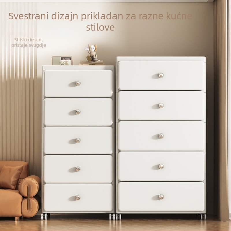 Ormar s ladicama, širina 35–55 cm, bijeli, višeslojni spremnik za dnevni boravak, pohrana grickalica i igračaka