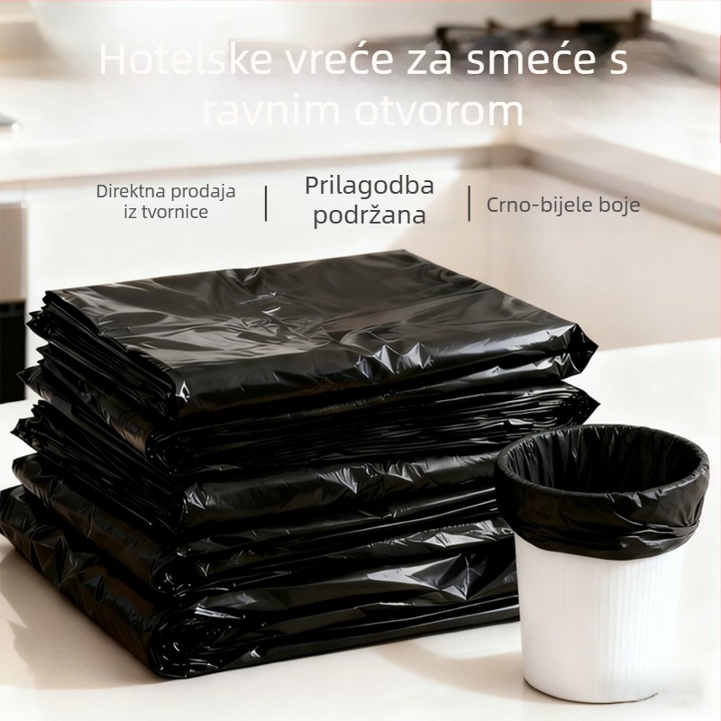 Jednokratne vrećice za otpad s ravnim otvorom, debeli, crno-bijeli, za hotelske sobe i kućnu upotrebu