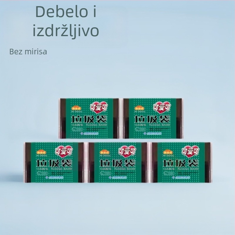 Cute debeli crni jednokratni vrećice za smeće s plosnim otvorom, za kućanstvo i ured, paket od 60 kom.