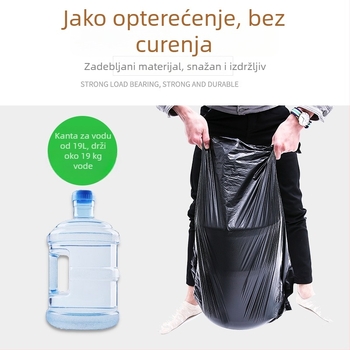 Crna jednorazna plastična vrećica za otpad s ravnim otvorom, velika, izdržljiva, komercijalna/hotel upotreba