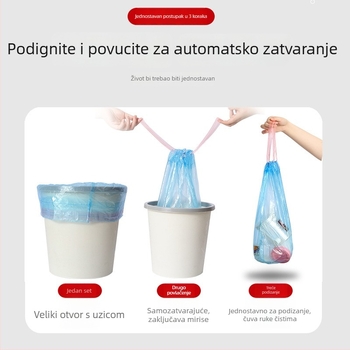 Debele vrećice za smeće sa šnom, za kućnu upotrebu, kuhinju i ured – plastične vrećice, 50 kom