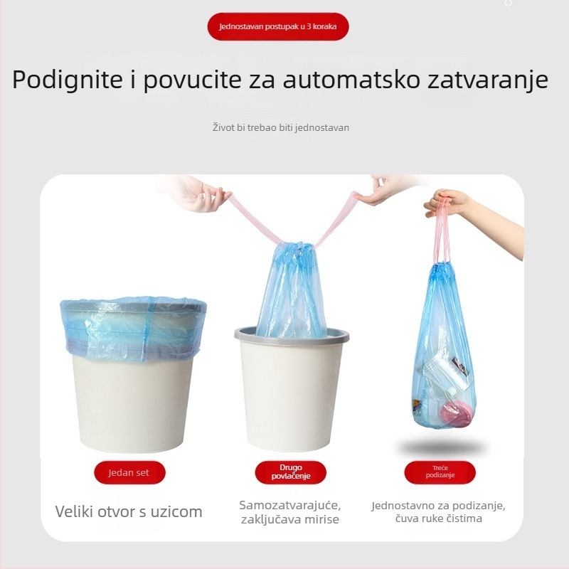 Debele vrećice za smeće sa šnom, za kućnu upotrebu, kuhinju i ured – plastične vrećice, 50 kom