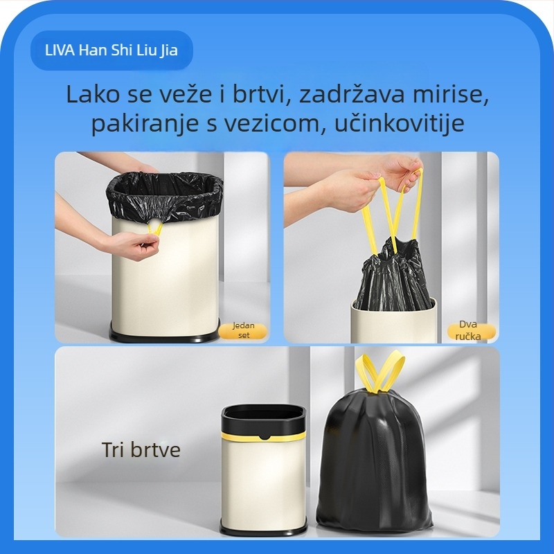Kućne vreće za smeće sa šnurnom, debeli, s ručkom, prijenosne plastične vreće za ured